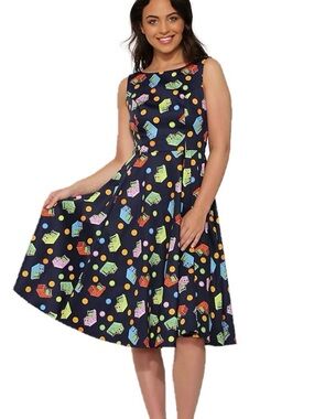 Hearts & roses women’s 14 arcade amusement swing dress retro novelty funky fun